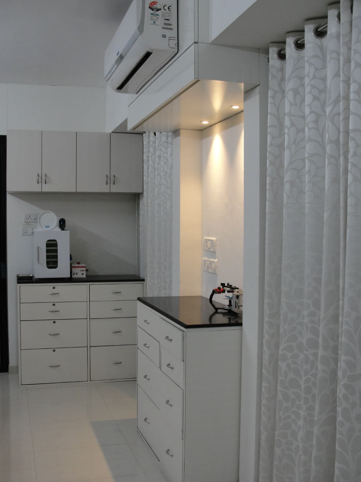 Organized dental equipment and storage area